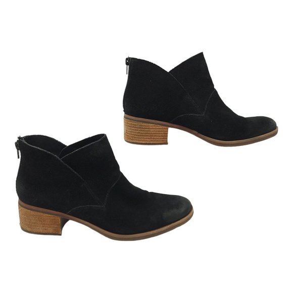 Korks Distressed Suede Leather 10 Ankle Boot Back Zip Low Heel Shoe Black Q48909 - Picture 10 of 12